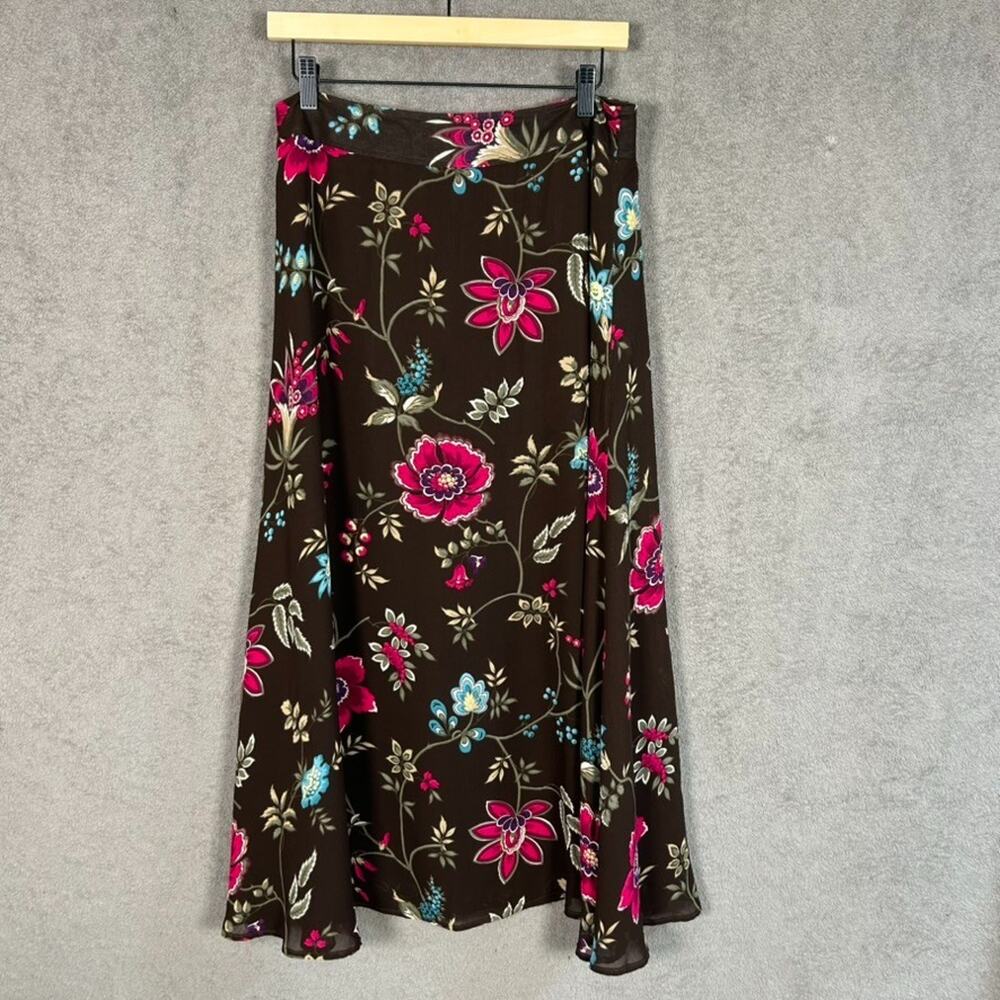 Vintage Liz Claiborne Womens Y2K Whimsigoth Maxi Skirt Size 8 Dark Fairy‎ Floral